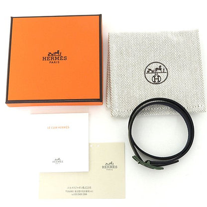 Hermes Leather Cut Epsom Vert Veronese Navy Bracelet — view 2