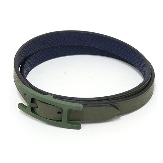 Hermes Leather Cut Epsom Vert Veronese Navy Bracelet