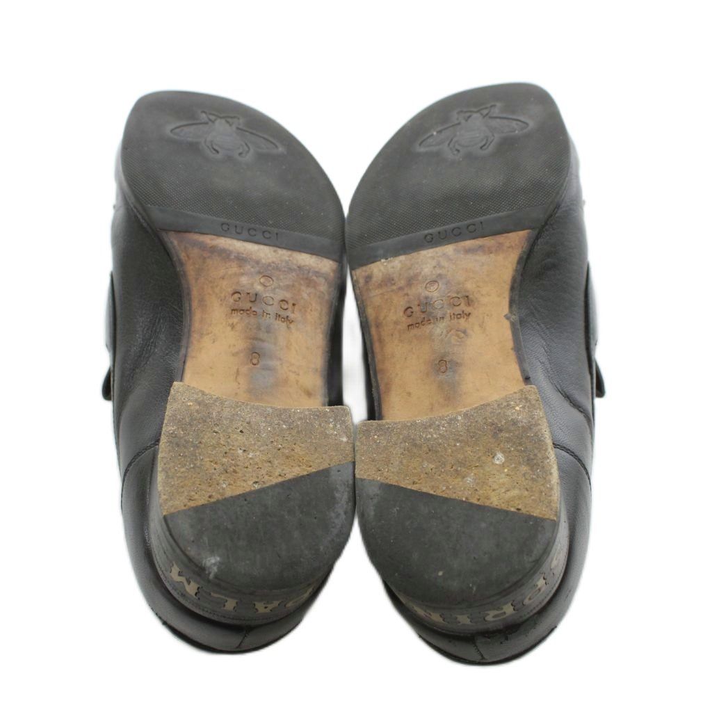 Gucci Horsebit Loafers Fringe Leather Black 8 — view 5