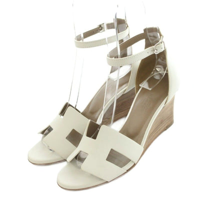 Hermes Legend Wedge Sole Sandals Motif White 36
