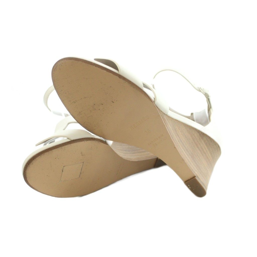 Hermes Legend Wedge Sole Sandals Motif White 36 — view 6
