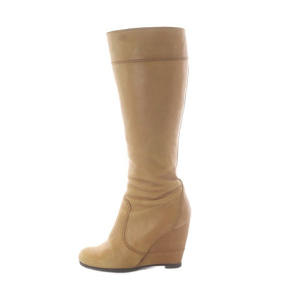Fendi Long Boots Camel Wedge Leather 35.5 — view 2