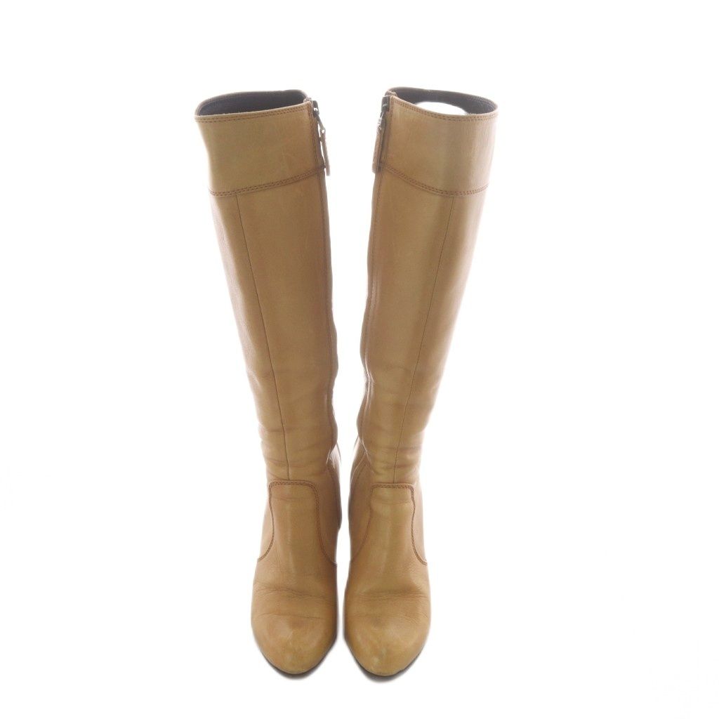 Fendi Long Boots Camel Wedge Leather 35.5 — view 6