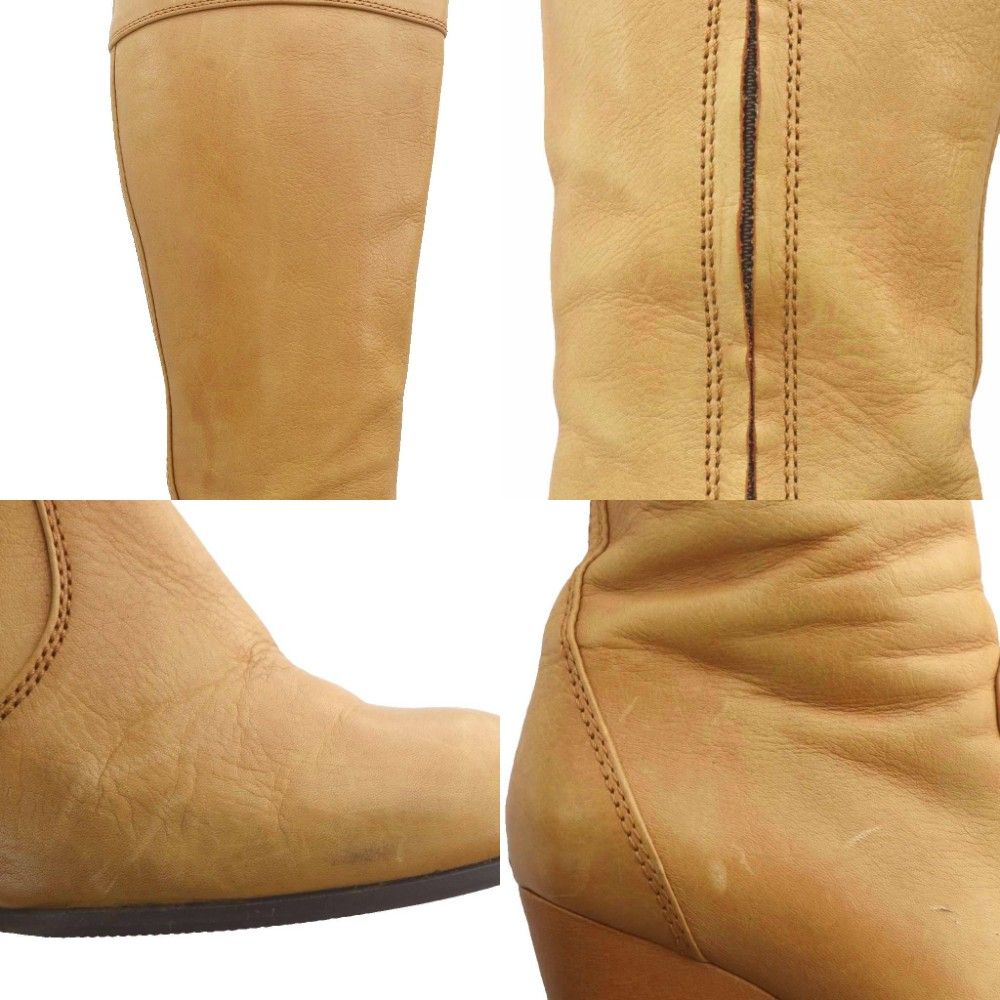 Fendi Long Boots Camel Wedge Leather 35.5 — view 8