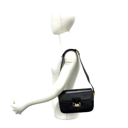 Celine Vintage Carriage Leather Shoulder Bag Crossbody Brown — view 2