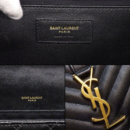 Saint Laurent Shoulder Bag Envelope Black Grained Poodle Leather — view 6