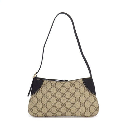 Gucci Shoulder Bag GG Emblem Small Supreme Canvas Black Leather Gold