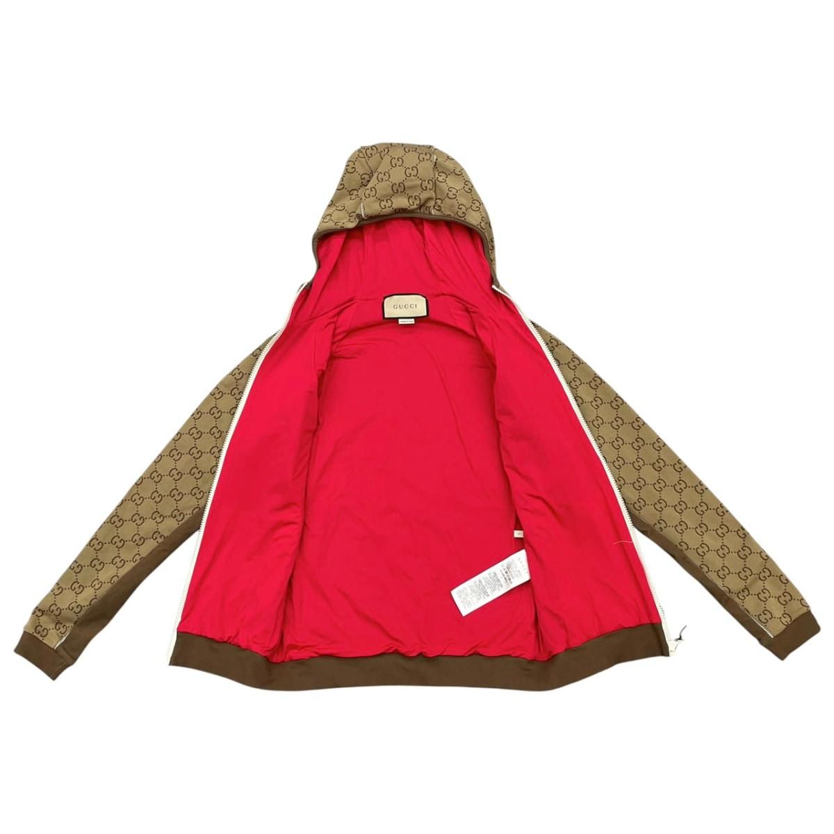 Gucci Hoodie Zip Up S GG Jacquard Brown — view 7