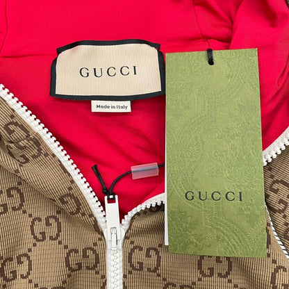 Gucci Hoodie Zip Up S GG Jacquard Brown — view 8