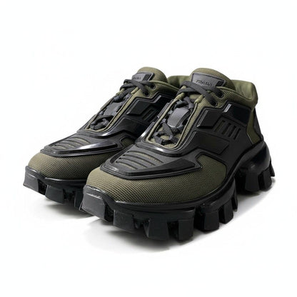 Prada Clouddust Thunder Mesh Sneakers Volume Sole Khaki Black 37.5