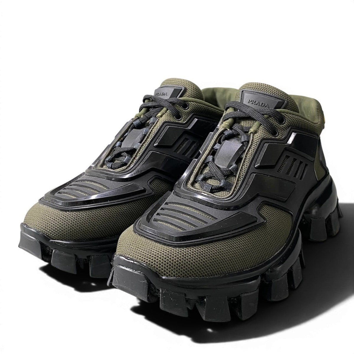 Prada Clouddust Thunder Mesh Sneakers Volume Sole Khaki Black 37.5 — view 2