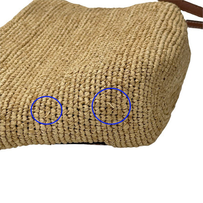 Loewe Anagram Shoulder Bag Raffia Leather Slit Pochette Beige Brown Crossbody — view 8