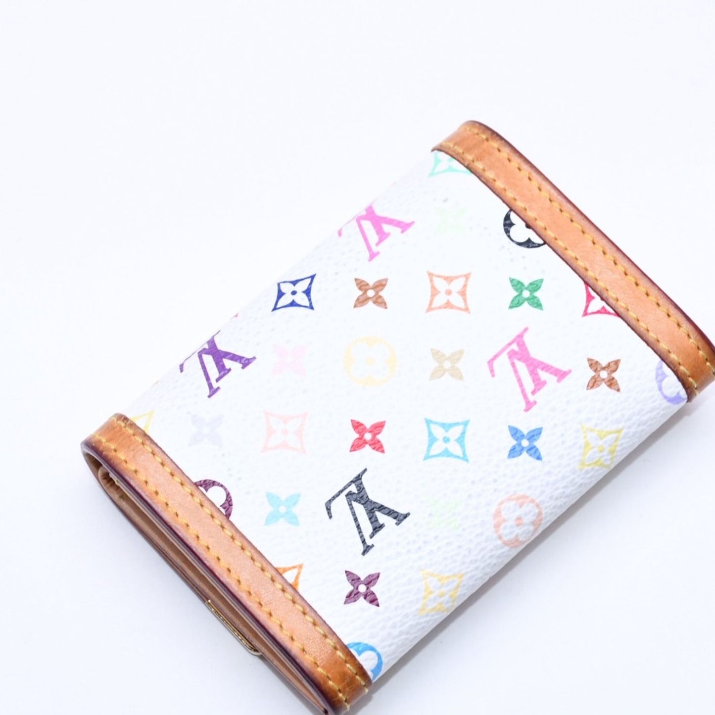 Louis Vuitton Porte Monnaie Plastic Coin Purse Monogram Multicolor White — view 4