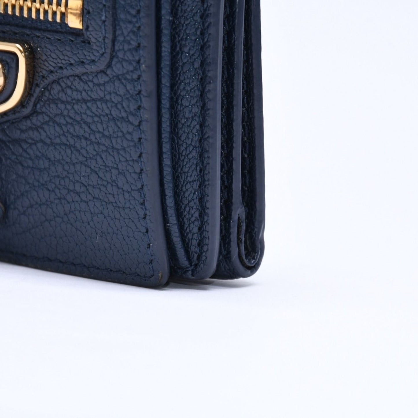 Balenciaga Compact Wallet Navy Gold Trifold — view 4