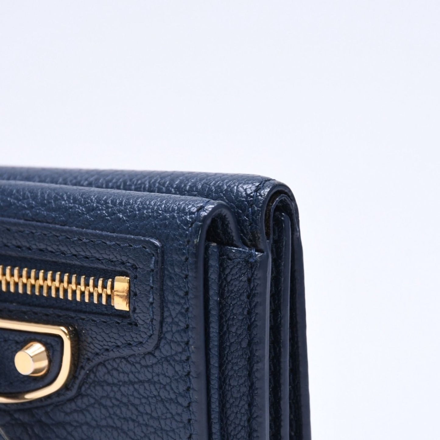 Balenciaga Compact Wallet Navy Gold Trifold — view 3