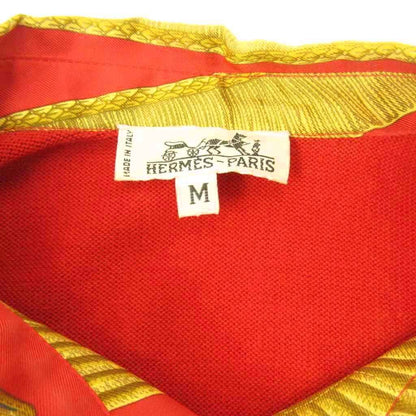 Hermes Polo Shirt Knit Contrast Silk Scarf Pattern All Over Short Sleeve M — view 8