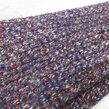 Dior Tweed Dress Knee Length Long Sleeve Silk 38 Navy — view 5