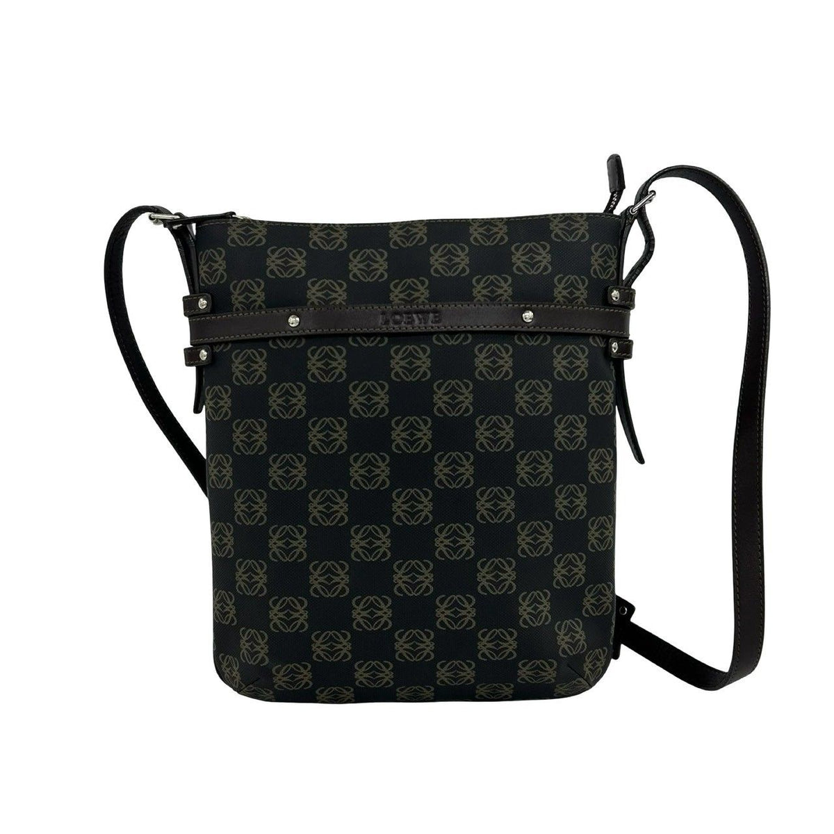 Loewe Anagram Pattern Logo Embossed Leather Shoulder Bag Crossbody Pochette — view 3
