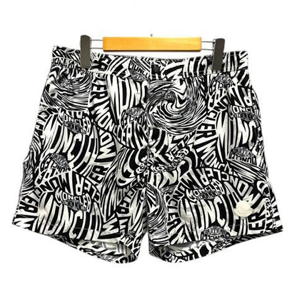 Moncler Shorts Nylon Logo All Over Pattern L White Black