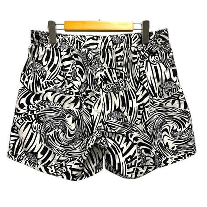 Moncler Shorts Nylon Logo All Over Pattern L White Black — view 2