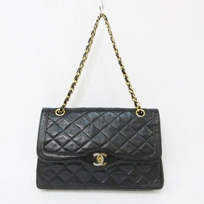 Chanel Shoulder Bag Chain Quilted CC Logo Leather Black