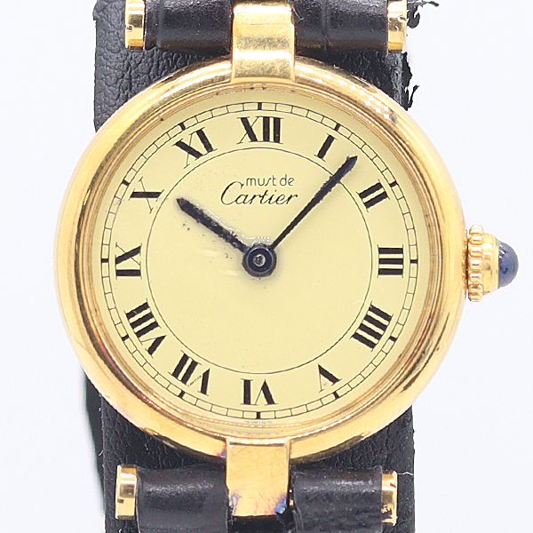 Cartier Bonded Must Vendome SM Vermeil Quartz Ivory Dial Watch