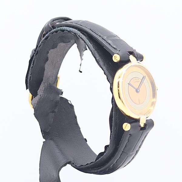 Cartier Must Vendome Quartz Gold Silver Brown Dial Watch — view 2