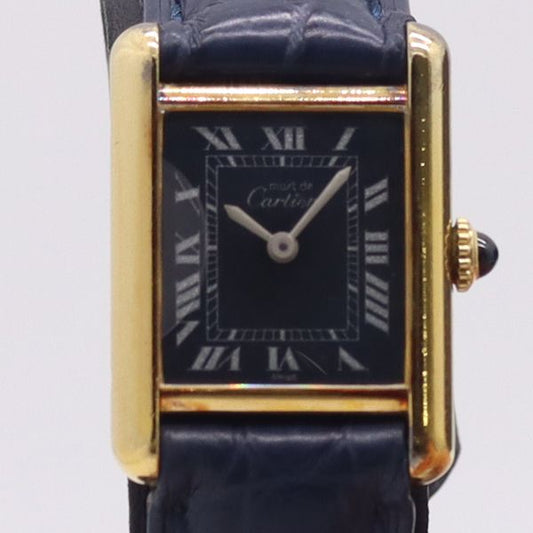 Cartier Must Tank Hand Wound Navy Dial Watch