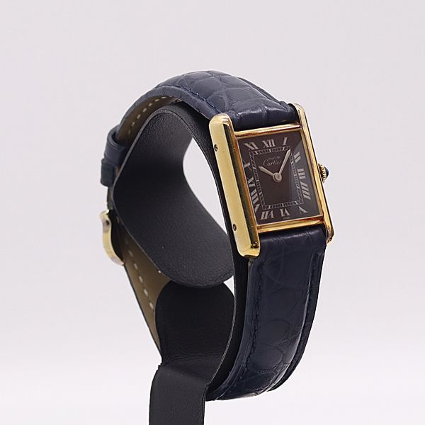 Cartier Must Tank Hand Wound Navy Dial Watch — view 2