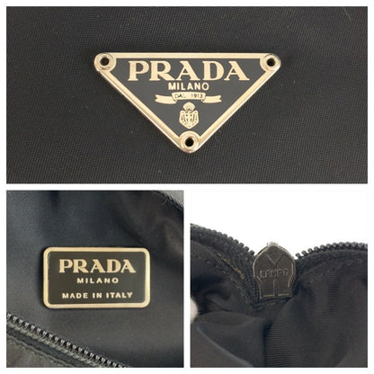 Prada Tessuto Black Silver Nylon Shoulder Bag — view 3