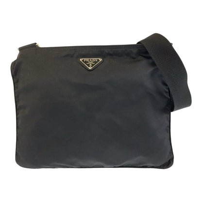 Prada Tessuto Black Silver Nylon Shoulder Bag