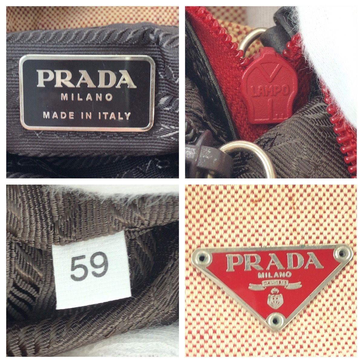 Prada Pink Red Silver Canvas Shoulder Bag — view 4