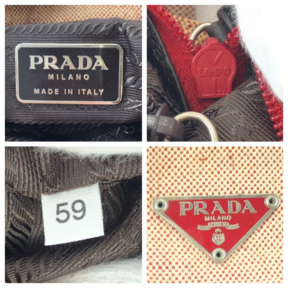 Prada Pink Red Silver Canvas Shoulder Bag — view 4