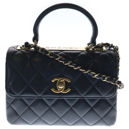 Chanel Trendy CC 2-Way Handbag Shoulder Bag Black Lambskin Gold