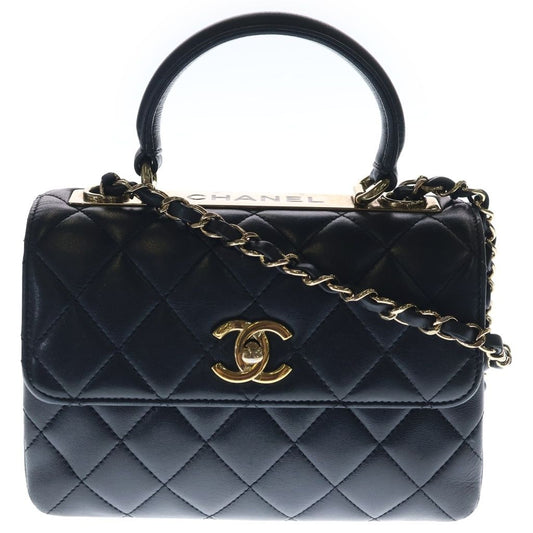 Chanel Trendy CC 2-Way Handbag Shoulder Bag Black Lambskin Gold