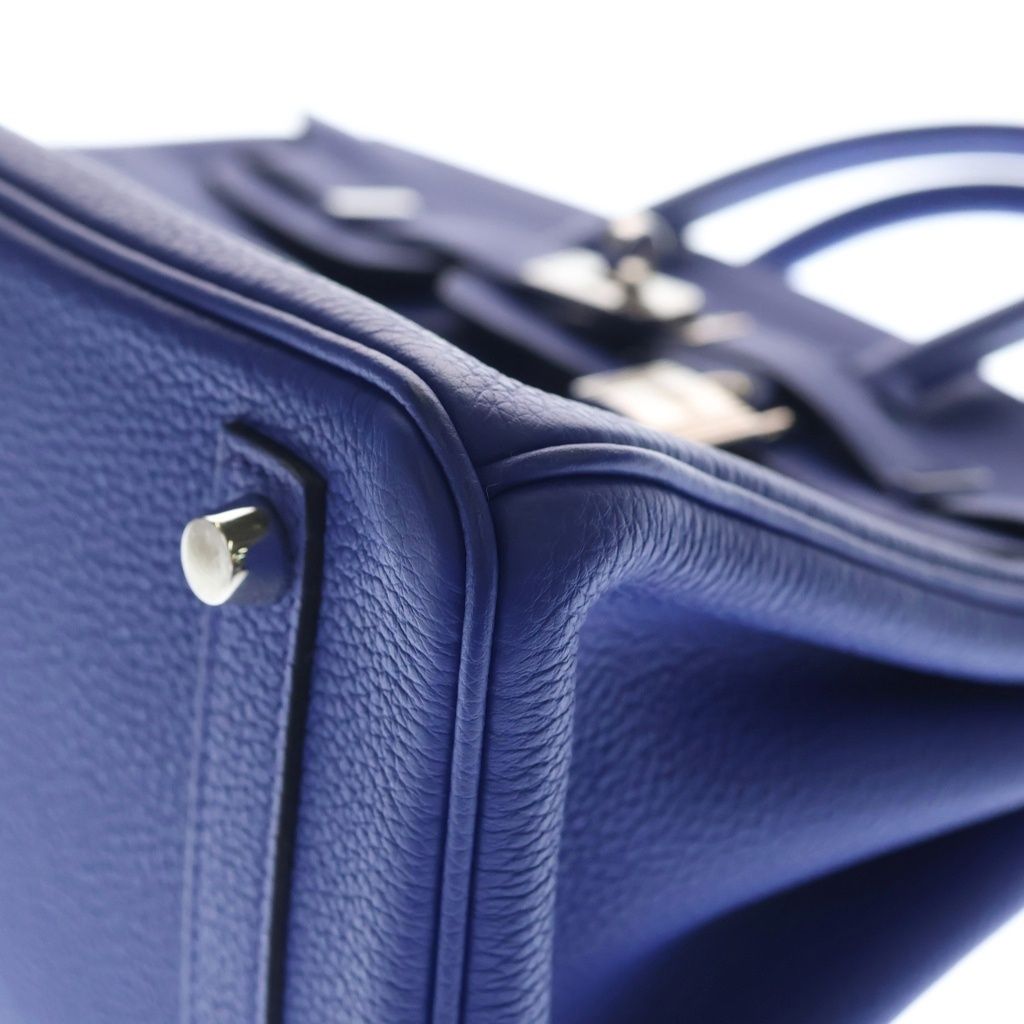 Hermes Birkin 25 Togo Silver Handle Blue Handbag — view 5