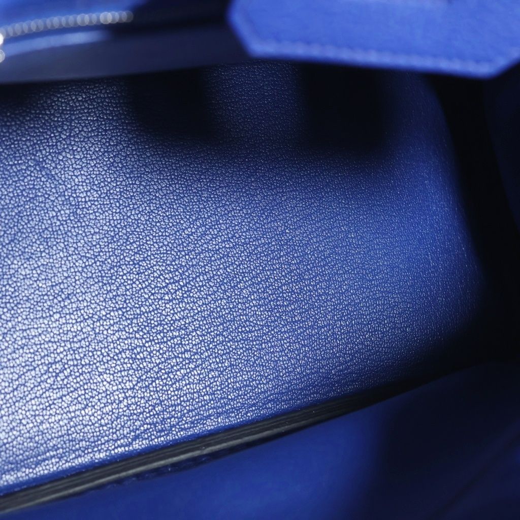 Hermes Birkin 25 Togo Silver Handle Blue Handbag — view 7