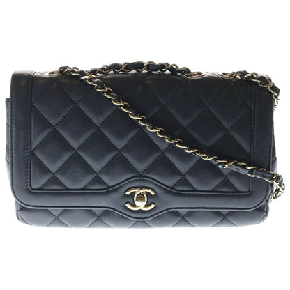 Chanel 25 S Flap S Chain Shoulder Bag Black Lambskin Gold
