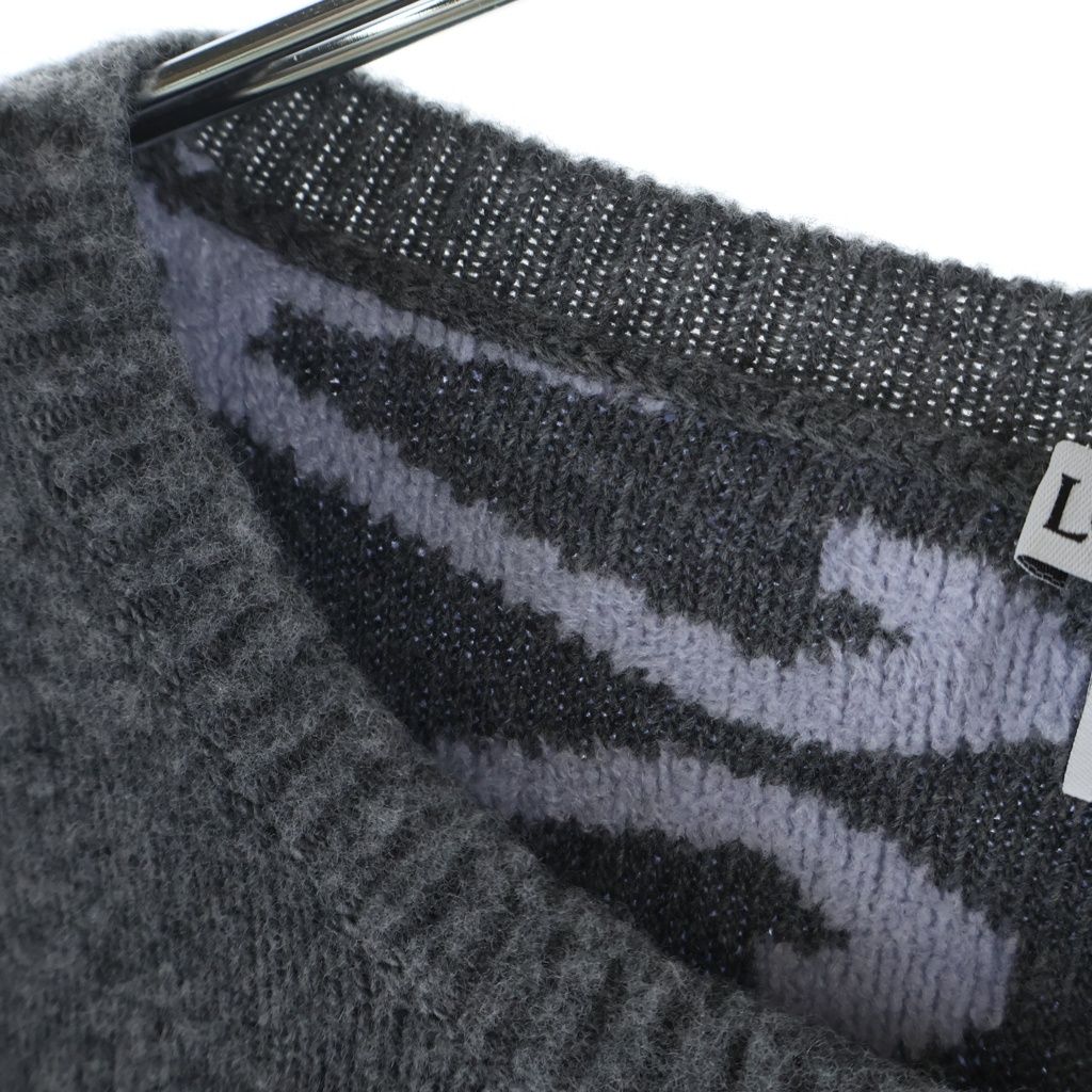 Loewe Anagram Jacquard Wool Knit Sweater Crew Neck Gray — view 6