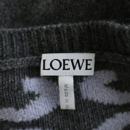 Loewe Anagram Jacquard Wool Knit Sweater Crew Neck Gray — view 7