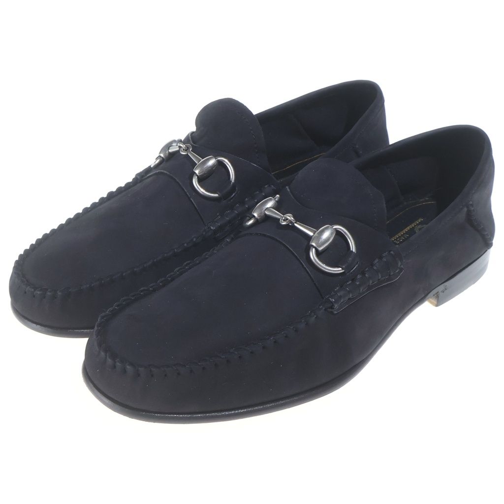 Gucci Horsebit Suede Leather Low-Cut Shoes Loafers Silver Black — view 2