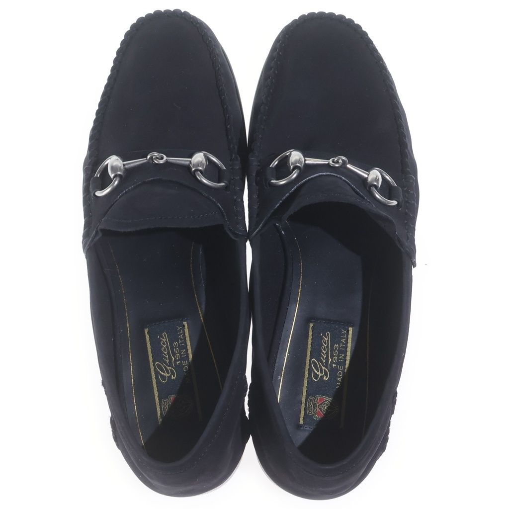 Gucci Horsebit Suede Leather Low-Cut Shoes Loafers Silver Black — view 4