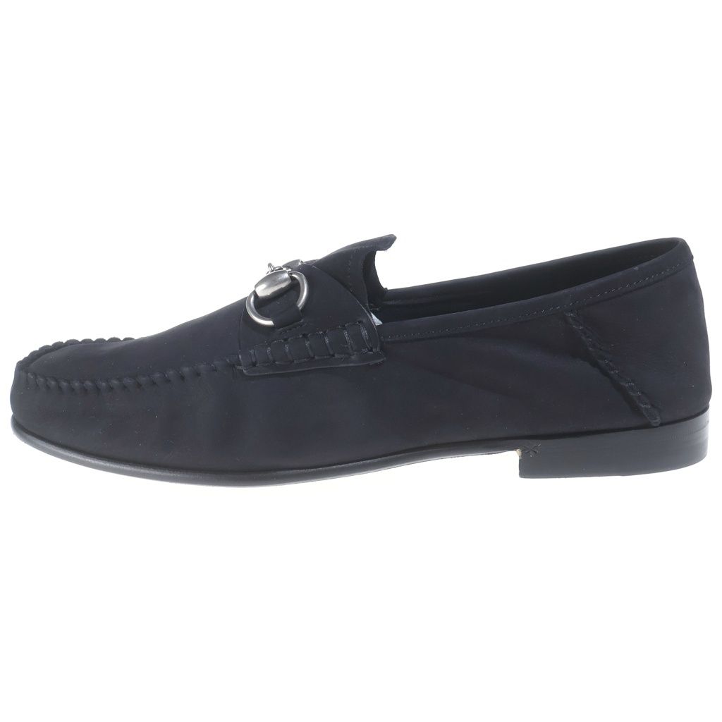 Gucci Horsebit Suede Leather Low-Cut Shoes Loafers Silver Black