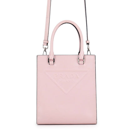 Prada Embossed Triangle Logo Mini Leather 2-Way Handbag