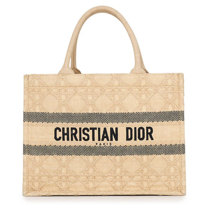 Dior Tote Bag Book Cannage Raffia Black