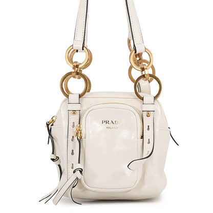 Prada Handbag Dangle Top Mini Leather White