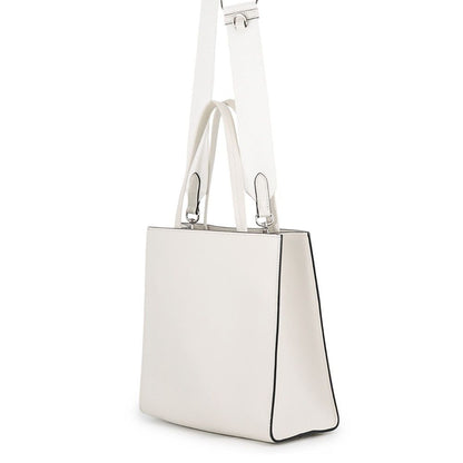 Prada Embossed Triangle Logo Leather 2-Way White Handbag — view 2