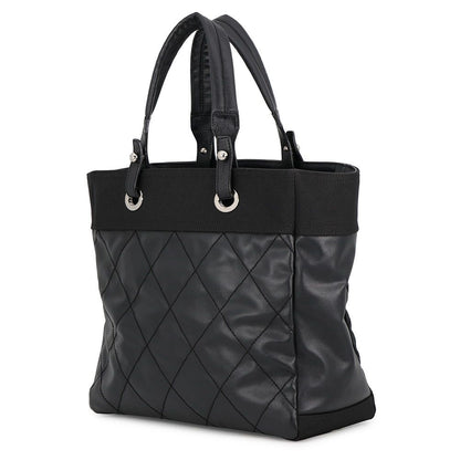 Chanel Tote Bag Paris Biarritz MM Quilted Coco Charm Black — view 2