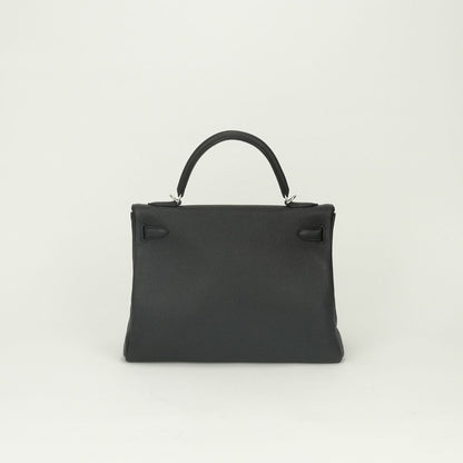 Hermes Kelly 32 Tote Shoulder Bag Togo Noir Black Silver Handle 2-Way Retourne — view 3
