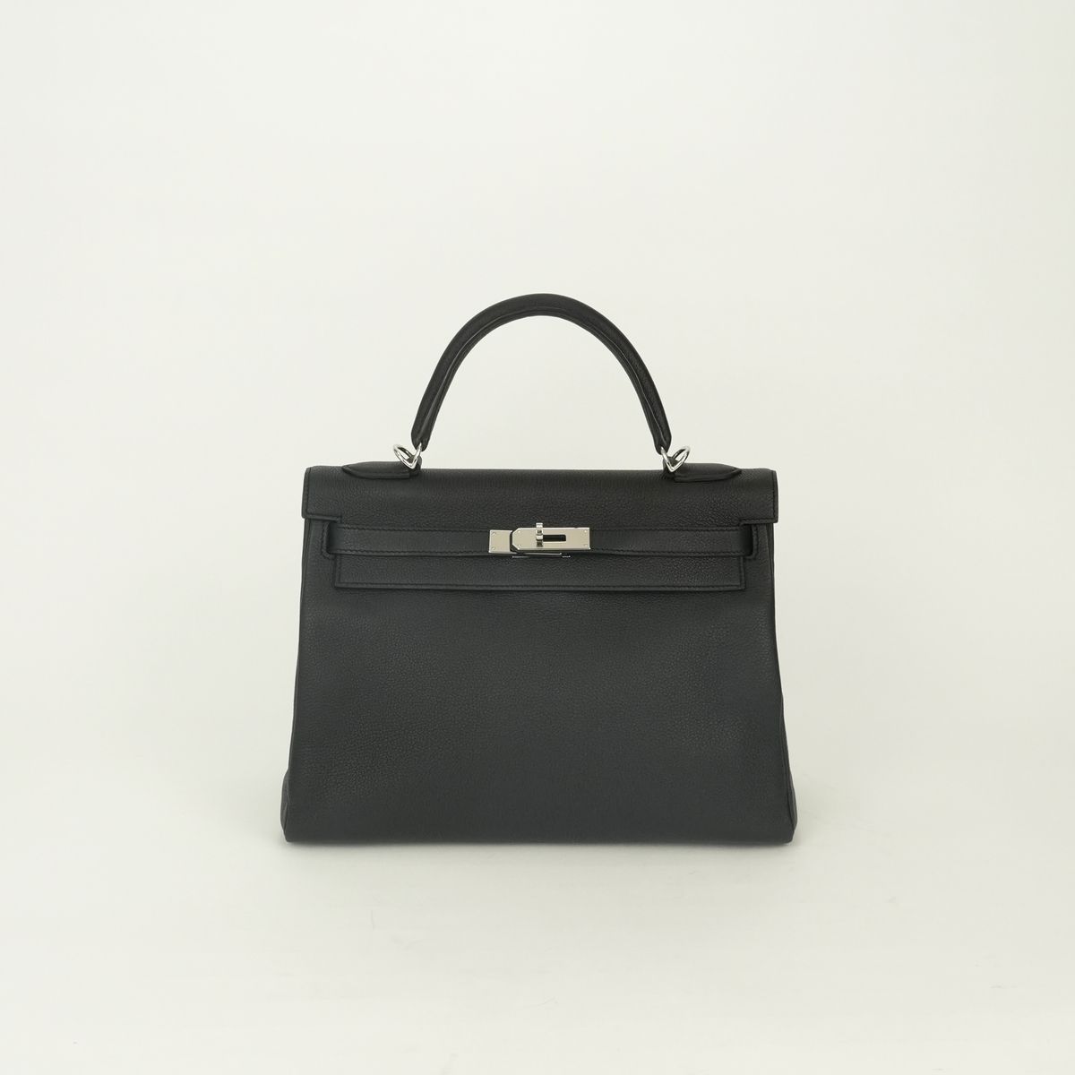 Hermes Kelly 32 Tote Shoulder Bag Togo Noir Black Silver Handle 2-Way Retourne